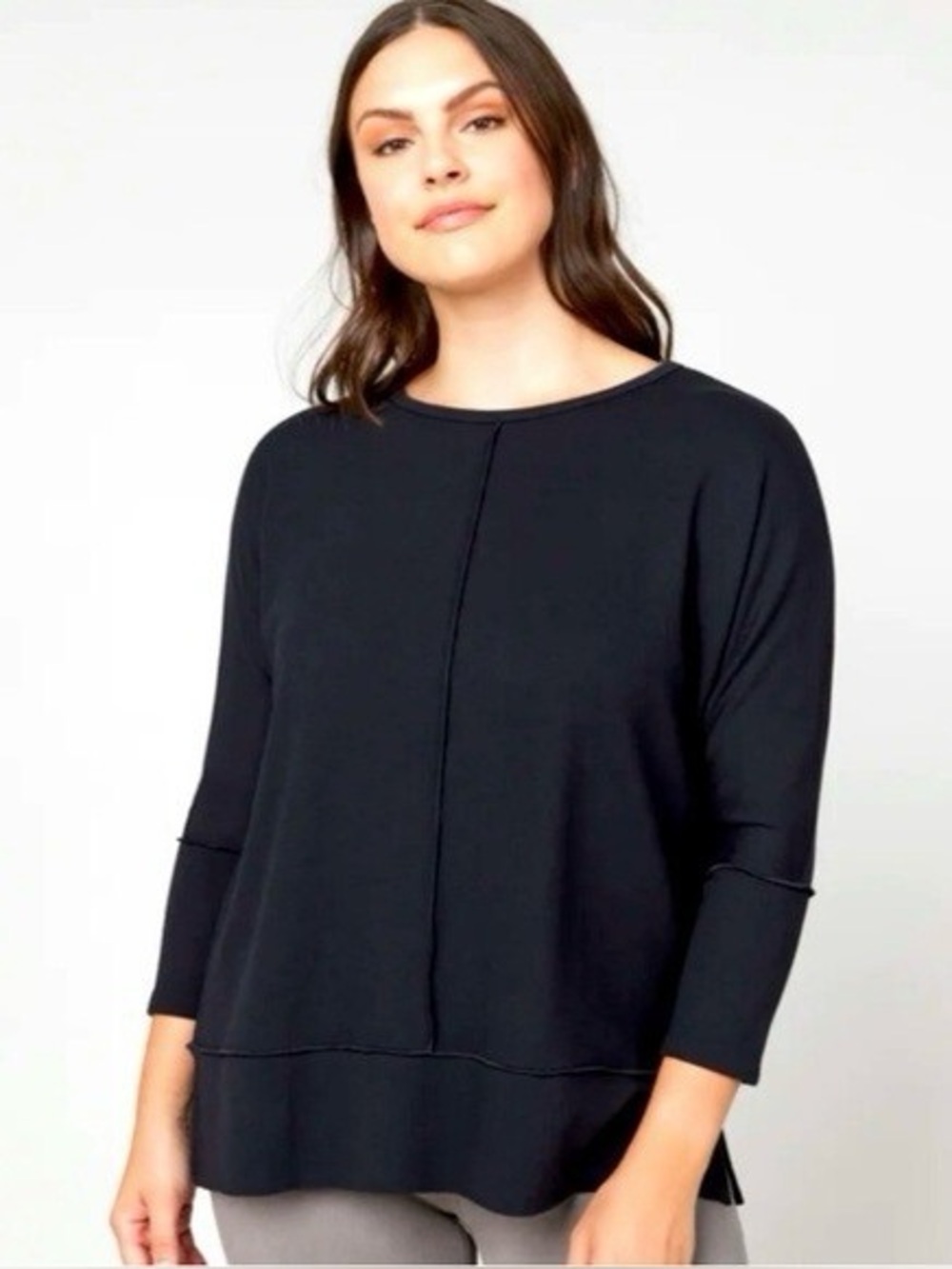 SPANX Perfect Length Top Womens 3X Black Dolman 3/4 Sleeve Oversized 50171R